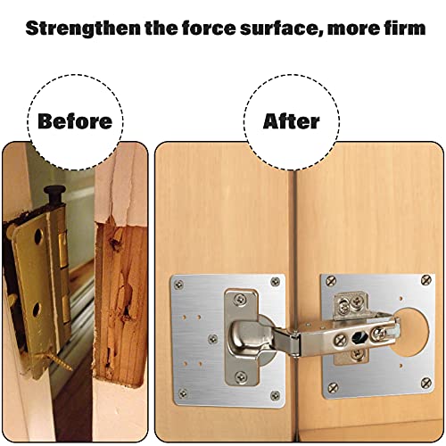 Saisn Cabinet Door Hinge Repair Plate, Saisn 4 Pack Stainless Steel Hinge Repair Reinforce Bracket Kit Kitchen Cupboard Hinge Door Fixing Plate with Mounting Screws - Image 3