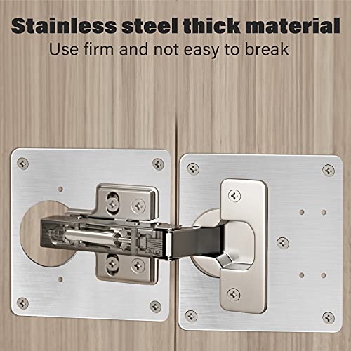 Saisn Cabinet Door Hinge Repair Plate, Saisn 4 Pack Stainless Steel Hinge Repair Reinforce Bracket Kit Kitchen Cupboard Hinge Door Fixing Plate with Mounting Screws - Image 2