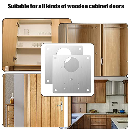 Saisn Cabinet Door Hinge Repair Plate, Saisn 4 Pack Stainless Steel Hinge Repair Reinforce Bracket Kit Kitchen Cupboard Hinge Door Fixing Plate with Mounting Screws - Image 4
