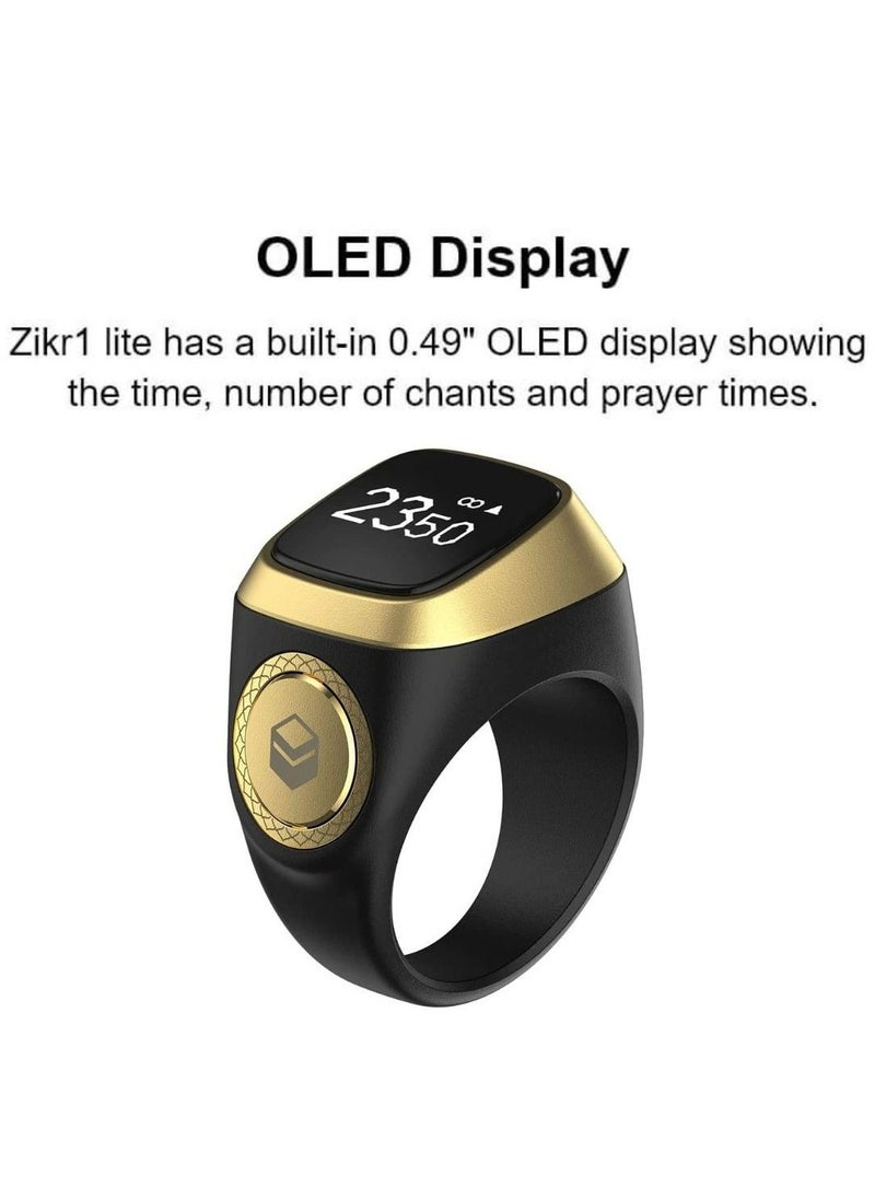 iQIBLA Smart Tasbih Zikr lite Ring, Muslim Prayer, Prayer timing reminder, OLED display Tasbih Counter, Smart Ring, Waterproof- Black 22mm  - Image 2