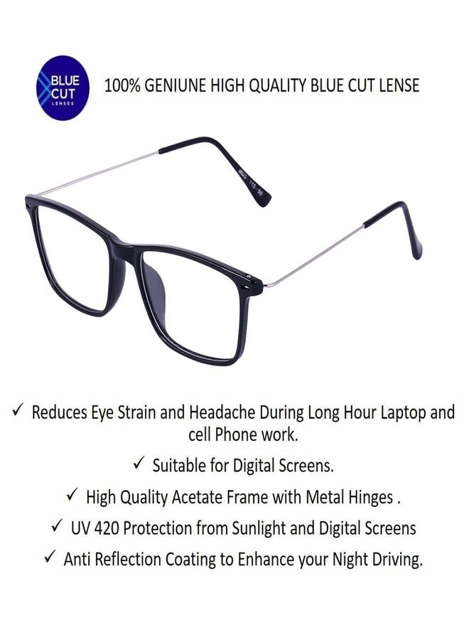 فريدي نظارات فريدي المستطيلة المضادة للوهج، تحجب الضوء الأزرق، بدون قوة، مضادة للوهج | حماية من الأشعة فوق البنفسجية | للرجال والنساء | إطار لحماية العين للكمبيوتر/التابلت/اللابتوب/الهاتف المحمول/التلفزيون (أسود بالكامل) - Image 2