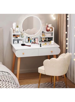 AGD Home Bedroom Dressing Table Set with Mirror and Drawers Makeup Table 80*40*120cm (Dressing Chair Not Included) White  - Image 1