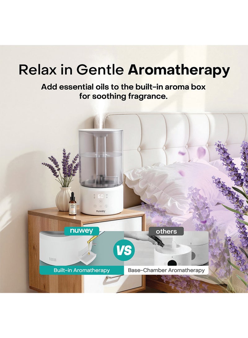 Nuwey by Nutricook Large 4L Humidifier with 7-Color Mood Light, Adjustable Mist & Timer, Whisper-Quiet Operation, Auto Shut-Off, Up to 60 Hours Continuous Mist for Home & Bedroom, HM330 White - Image 3
