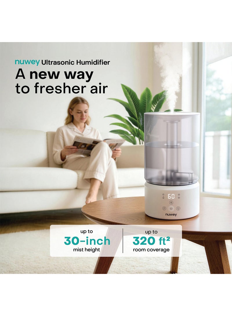 Nuwey by Nutricook Large 4L Humidifier with 7-Color Mood Light, Adjustable Mist & Timer, Whisper-Quiet Operation, Auto Shut-Off, Up to 60 Hours Continuous Mist for Home & Bedroom, HM330 White - Image 2