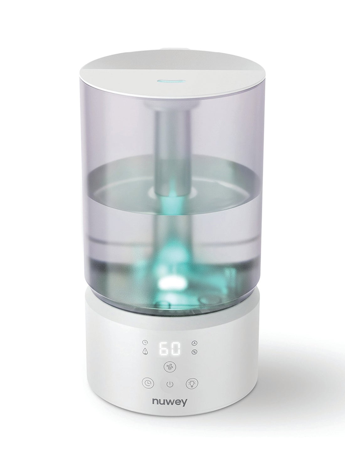 by Nutricook Large 4L Humidifier with 7-Color Mood Light, Adjustable Mist & Timer, Whisper-Quiet Operation, Auto Shut-Off, Up to 60 Hours Continuous Mist for Home & Bedroom, HM330 White