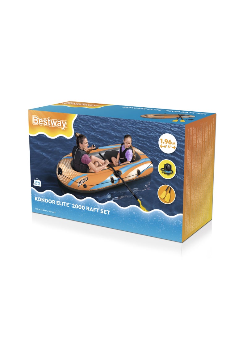 Bestway Candor Inflatable Swimming Boat with Oars and Comfortable Seats - Practical and Safe Design for Lakes and Rivers 26-61141  - Image 3