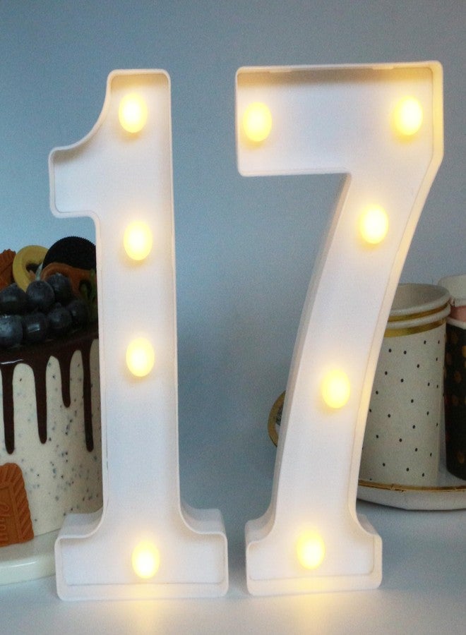 JunyRuny H:7.88 inches Light Up Numbers 17 Sign for Party Decor, 17th Birthday Decorations for Girls, 17th Birthday Centerpieces Table Decorations for Boys - Image 1