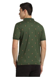 Peter England Peter England Men's Regular Fit Half Sleeve Printed Polo T-Shirt | Stretchable Lycra Comfort | Premium Single Jersey Fabric Khaki  - Image 3