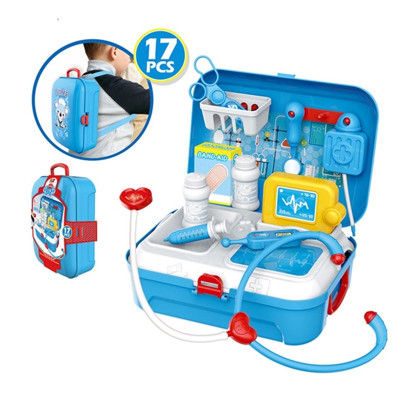 Doctor Toy Set: Blue 11.02 X 6.69 X 2.36 In 1.03 Lb Backpack Storage - Interactive Play Pretend Play for Toddlers Age 1 - Image 1