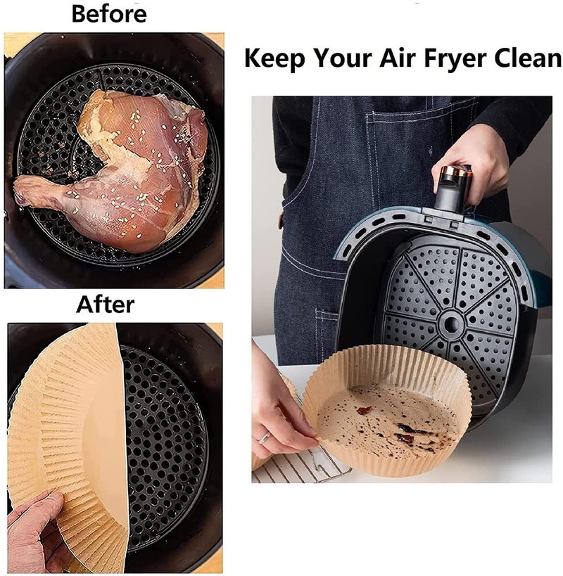 100 Pcs Air Fryer Baking Liner Paper, 20cm Round Shape Disposable Paper Liner, Non-Stick Air Fryer Liners, Food Grade Baking Paper for Air Fryer Microwave - Image 5