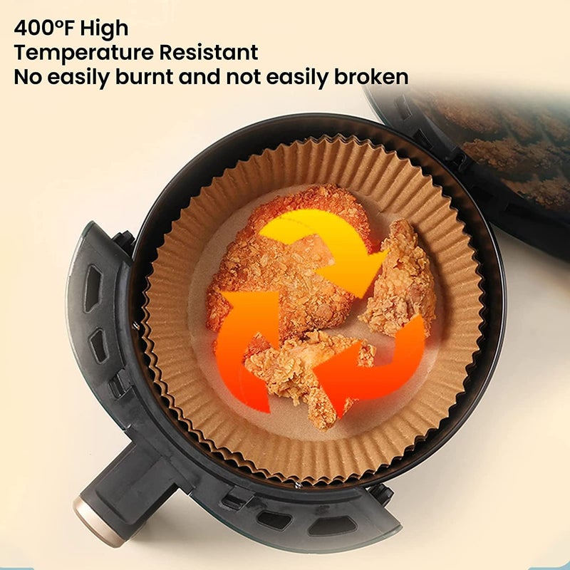 100 Pcs Air Fryer Baking Liner Paper, 20cm Round Shape Disposable Paper Liner, Non-Stick Air Fryer Liners, Food Grade Baking Paper for Air Fryer Microwave - Image 3