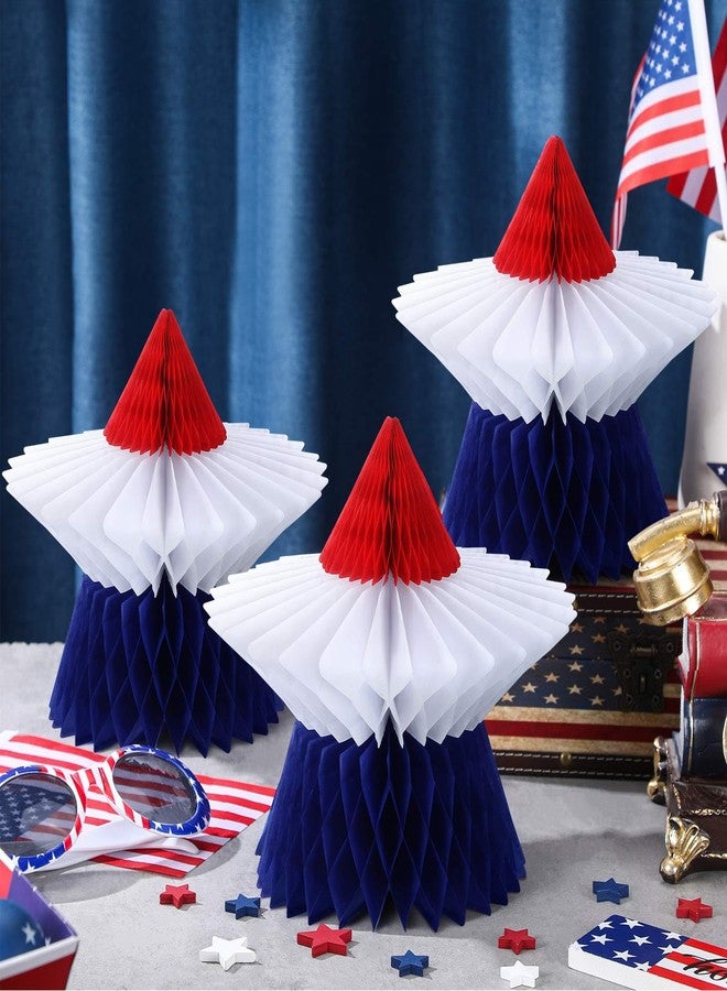 Fourluoo 6 Pieces Patriotic Table Decorations 4th of July 250th Anniversary Honeycomb Centerpieces Independence Day Decor 3D Red White Blue Star Decor for 4th of July Home Kitchen(7.9 Inch) - Image 2