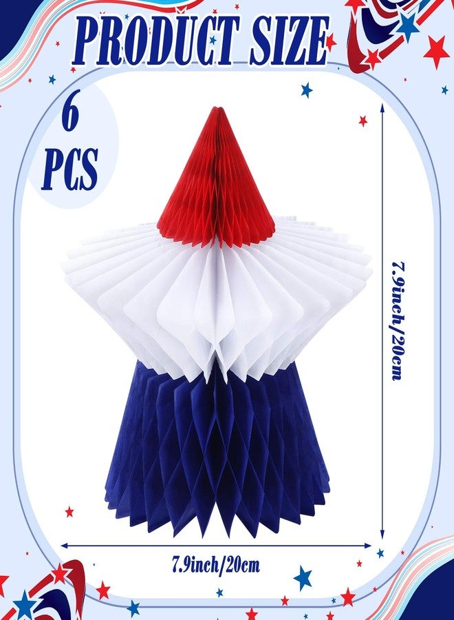 Fourluoo 6 Pieces Patriotic Table Decorations 4th of July 250th Anniversary Honeycomb Centerpieces Independence Day Decor 3D Red White Blue Star Decor for 4th of July Home Kitchen(7.9 Inch) - Image 3