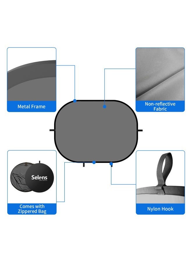 Selens Blue Grey Self Tape Photography Backdrop Background Screen 100x150cm Chromakey Pop Up Collapsible Muslin for YouTube Live Streaming Game Video Photo Studio Portrait Interview with Carry Bag - Image 4