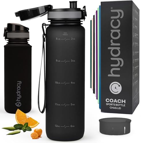 Hydracy Water Bottle with Time Marker -Large 32 oz BPA Free Water Bottle & No Sweat Sleeve -Leak Proof Gym Bottle with Fruit Infuser Strainer & Times to Drink -Ideal for Fitness Sports & Outdoors - Image 1