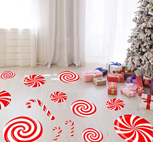 CIOEY Peppermint Floor Decals 24 Pieces Large Stickers for Christmas Candy Land Party Decorations, Store Decor Floor Windows Walls Winter Holiday Decoration Supplies, Red and White - Image 4
