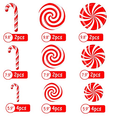 CIOEY Peppermint Floor Decals 24 Pieces Large Stickers for Christmas Candy Land Party Decorations, Store Decor Floor Windows Walls Winter Holiday Decoration Supplies, Red and White - Image 2