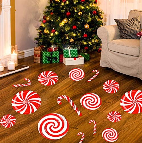 CIOEY Peppermint Floor Decals 24 Pieces Large Stickers for Christmas Candy Land Party Decorations, Store Decor Floor Windows Walls Winter Holiday Decoration Supplies, Red and White - Image 5