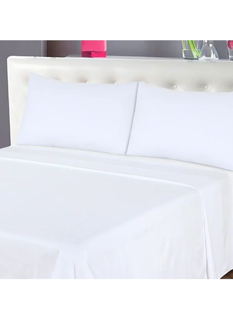 Generic 2-Piece Single Bed Sheet Set: Classic White Elegance  - Image 1