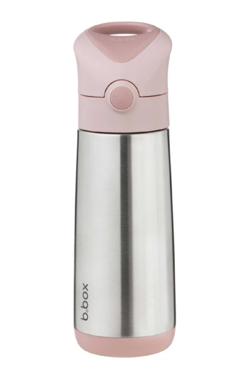 B.Box Insulated Drink Bottle with Straw | Stainless Steel Water Bottle for Kids 3+ Years | Push Button Lid | BPA-Free | Keeps Drinks Cold up to 15 Hours | 500ml (17 fl oz)-Blush Crush - Image 1