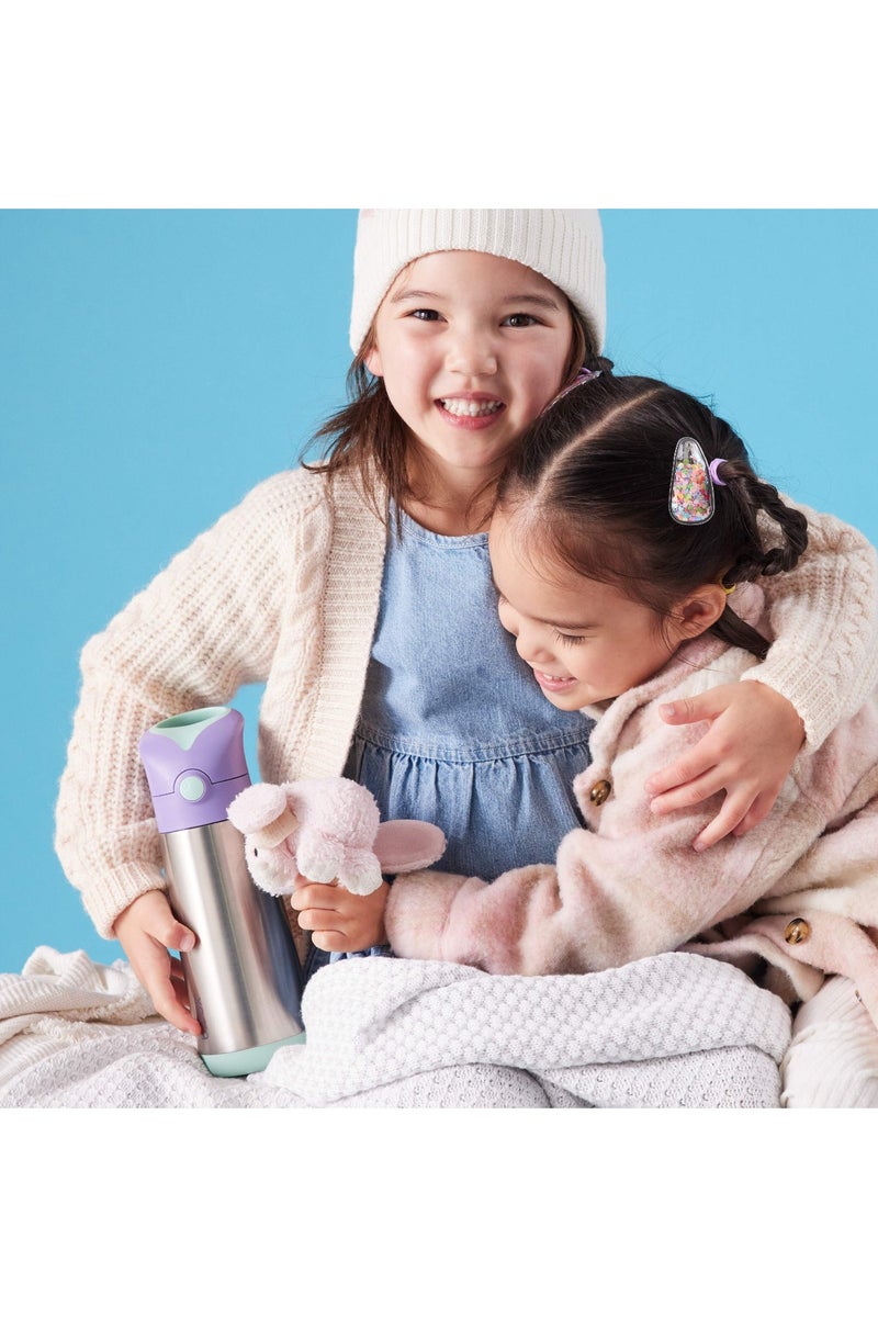 B.Box Insulated Drink Bottle with Straw | Stainless Steel Water Bottle for Kids 3+ Years | Push Button Lid | BPA-Free | Keeps Drinks Cold up to 15 Hours | 500ml (17 fl oz)-Blush Crush - Image 3