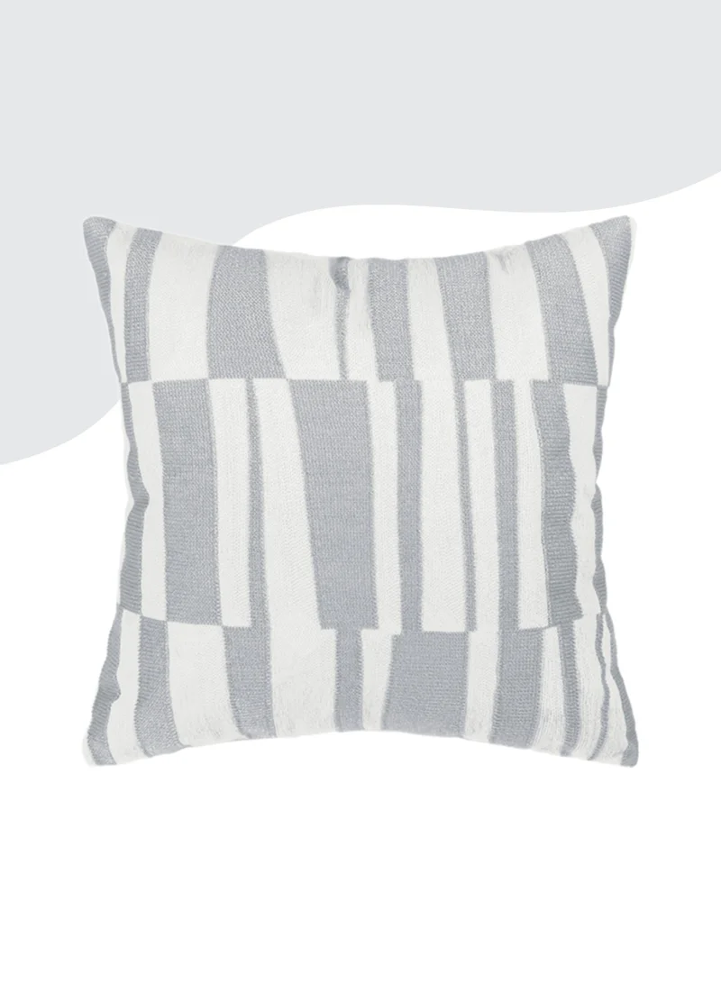 دوناتيلا غطاء وسادة مطرزة الزخرفة رمادي/أبيض 45 × 45 سم (بدون حشو)