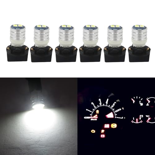 WLJH T10 Led Interior Lights Car Gauge Dashboard Dash Light Instrument Cluster Panel w5w 2825 194 Led Bulb Twist Socket Pc195 Pc194 Pc168 Super Bright 12V (White,Pack Of 6) - Image 1