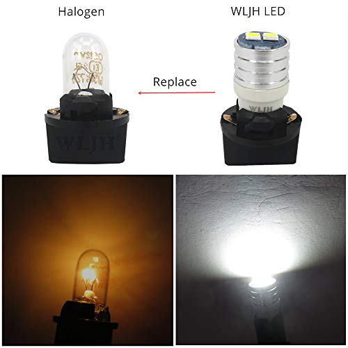 WLJH T10 Led Interior Lights Car Gauge Dashboard Dash Light Instrument Cluster Panel w5w 2825 194 Led Bulb Twist Socket Pc195 Pc194 Pc168 Super Bright 12V (White,Pack Of 6) - Image 2