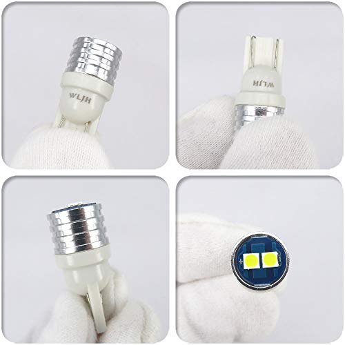 WLJH T10 Led Interior Lights Car Gauge Dashboard Dash Light Instrument Cluster Panel w5w 2825 194 Led Bulb Twist Socket Pc195 Pc194 Pc168 Super Bright 12V (White,Pack Of 6) - Image 5