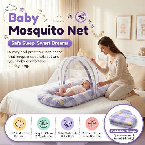 StarAndDaisy 3 in 1 Baby Nest Mosquito net for Sleeping - Newborn, Mosquito net for Baby/Soft and Comfortable Bed, Washable Cotton Design for 0-12 Months Baby (Bunny Print) - Image 2