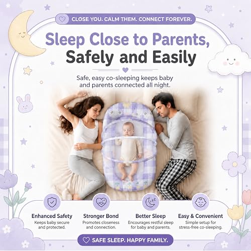 StarAndDaisy 3 in 1 Baby Nest Mosquito net for Sleeping - Newborn, Mosquito net for Baby/Soft and Comfortable Bed, Washable Cotton Design for 0-12 Months Baby (Bunny Print) - Image 4