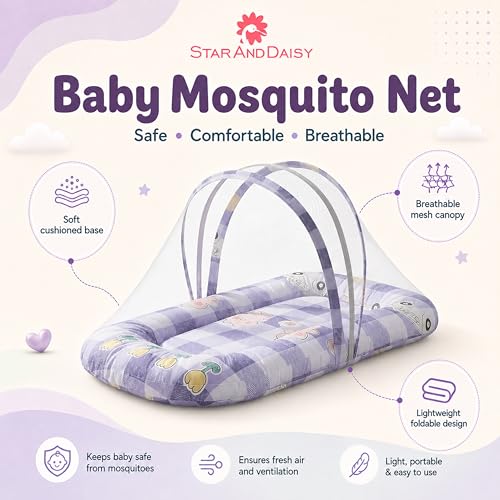 StarAndDaisy 3 in 1 Baby Nest Mosquito net for Sleeping - Newborn, Mosquito net for Baby/Soft and Comfortable Bed, Washable Cotton Design for 0-12 Months Baby (Bunny Print) - Image 5