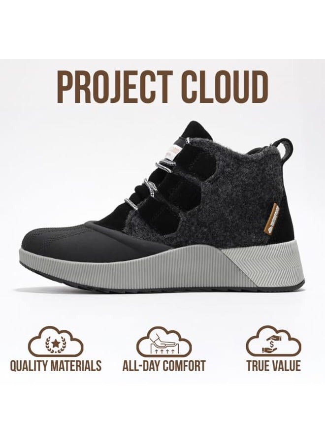Project Cloud Waterproof Boots for Women - Memory Foam Winter Boots for Women, Non-Slip Snow Boots & Winter Shoes, Womens Boots Shoes Women Footwear - Women Boots Shoe Lace (Rhianon, BLK, 7.5) - Image 4