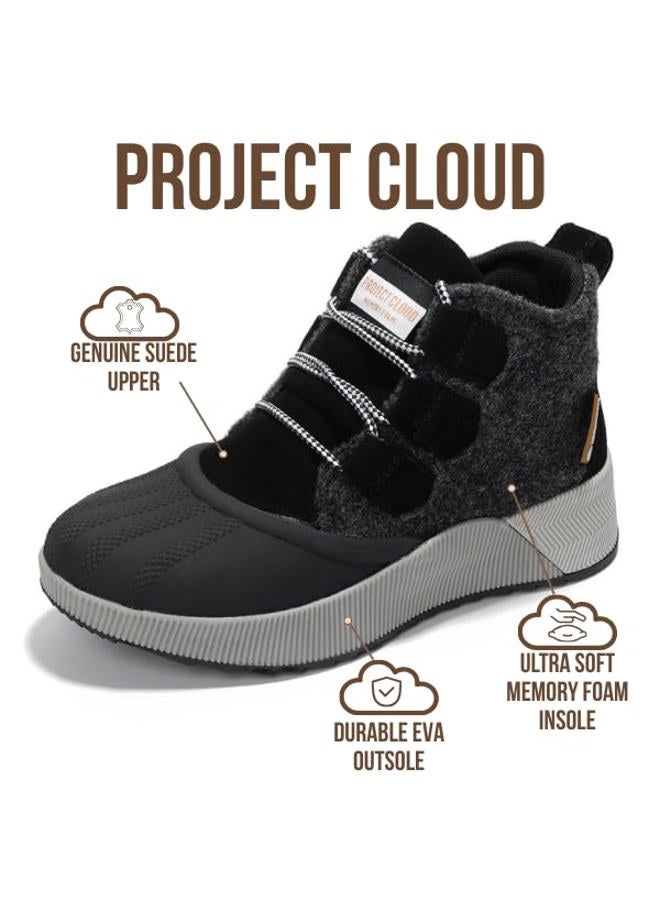 Project Cloud Waterproof Boots for Women - Memory Foam Winter Boots for Women, Non-Slip Snow Boots & Winter Shoes, Womens Boots Shoes Women Footwear - Women Boots Shoe Lace (Rhianon, BLK, 7.5) - Image 3
