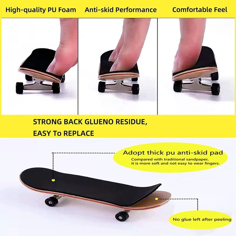 WINDIR 24Pcs Foam Grip Tape +1 Finger Pant for Fingerboards, 38 * 110mm Professional Black Wooden MiNi Skateboards (24+1) - Image 3