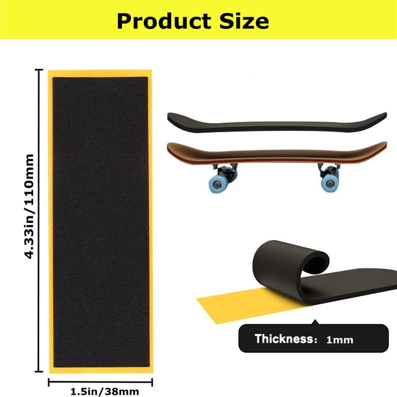 WINDIR 24Pcs Foam Grip Tape +1 Finger Pant for Fingerboards, 38 * 110mm Professional Black Wooden MiNi Skateboards (24+1) - Image 2