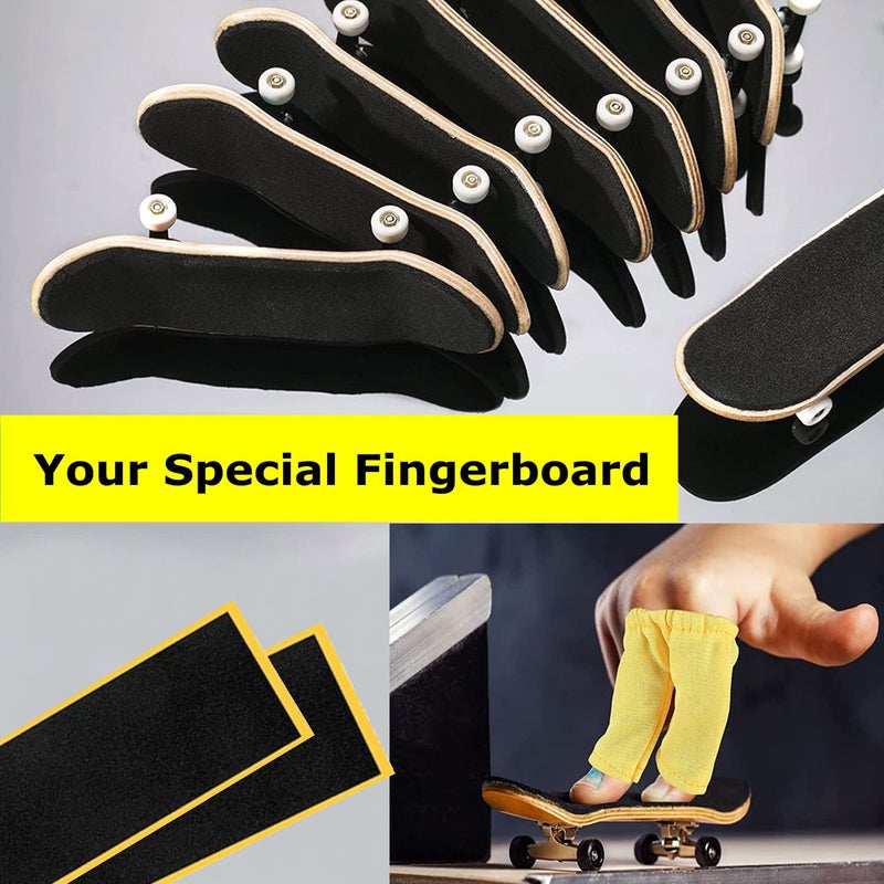 WINDIR 24Pcs Foam Grip Tape +1 Finger Pant for Fingerboards, 38 * 110mm Professional Black Wooden MiNi Skateboards (24+1) - Image 5