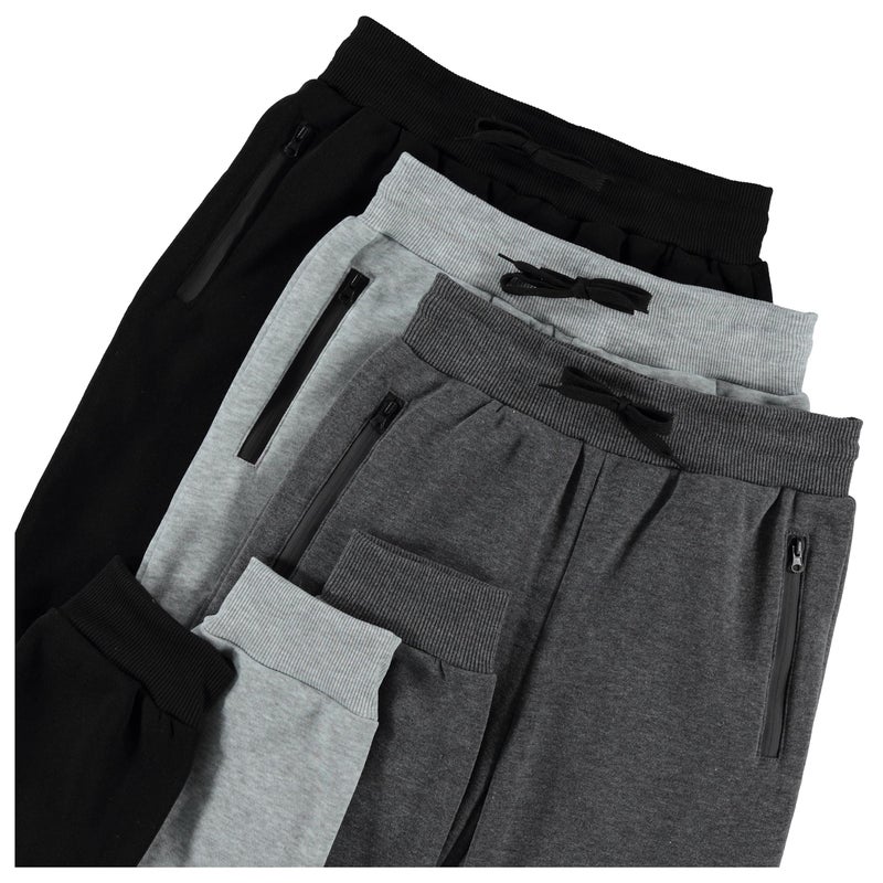 PURE CHAMP سروال رياضي فليسي للأطفال من PURE CHAMP 3Pk مع جيب بسحاب وحبل شد مقاس 4-20 (مجموعة 1 مقاس 2T) - Image 3