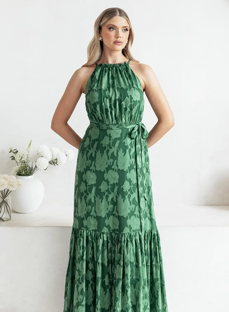 Anaya With Love Halter Neck Belted Sleeveless Maxi Dress