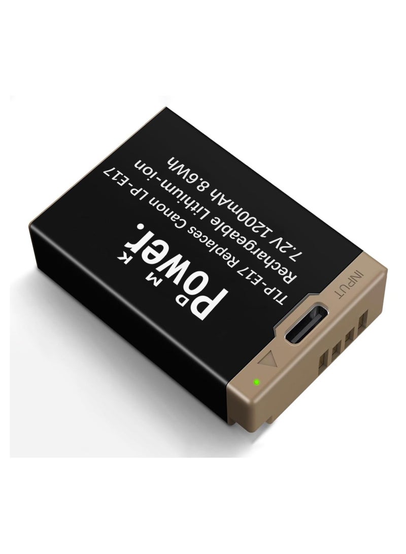 DMKPower DMK Power TLP-E17 1200mAh 7.2V Replacement Battery fit for Canon LP-E17 with USB-C Cable Compatible with EOS R50, R8, RP, R10, M6 Mark II, M3, M5, T6i, T7i, T8i, SL2, SL3 – USB-C Charging - Image 2