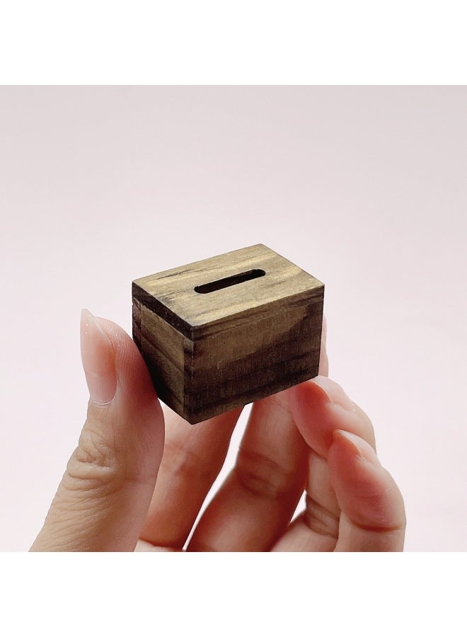 Curved Food Play House Doll House Accessories Mini 6/12 Points Wooden Tissue Paper Box Can Be Opened Without Paper-Color:Small Brown Paper Box  - Image 1