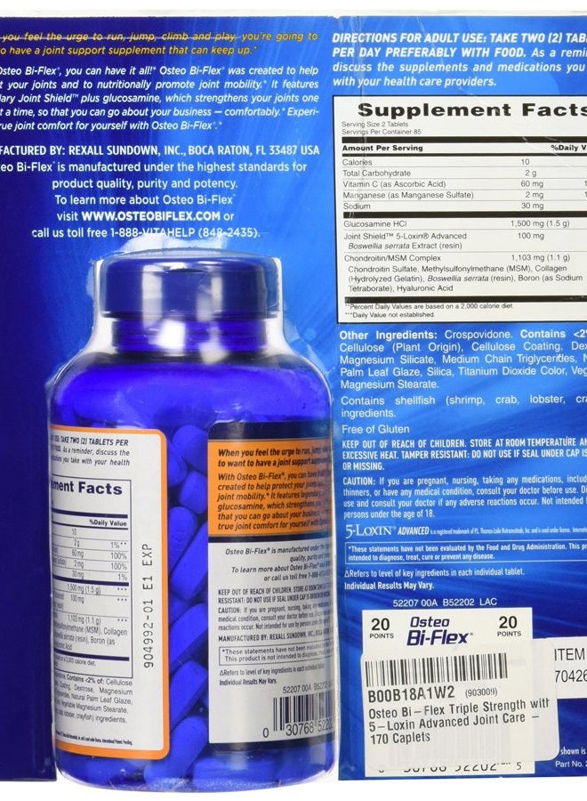 Osteo Bi-Flex Triple Strength - 170 Caplets - Image 2