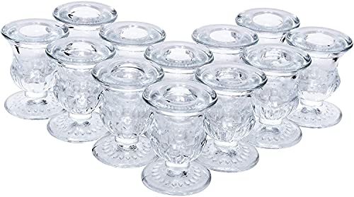 Hosley Set of 12 Glass Taper Candle Holders 25 Inches High Ideal Gift for Weddings Party Favor Reiki Meditation O3