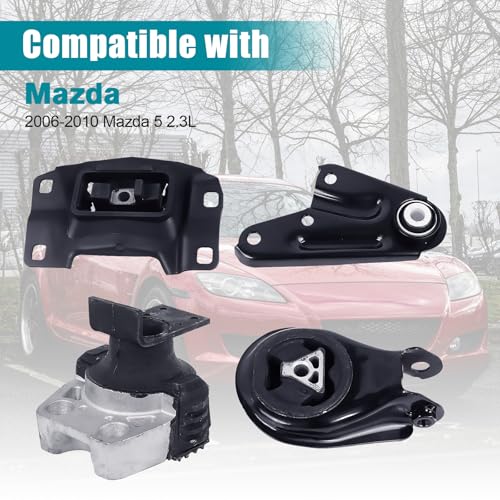 Stegewop Engine Motor & Transmission Mount Kit 4pcs Compatible with Fits 2004 2005 2006 2007 2008 2009 Mazda 3 2.0L/2.3L Without Turbo A4404 A4405 A4418 A5312 - Image 2