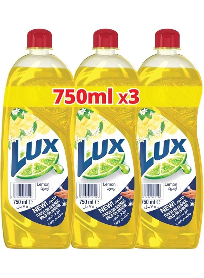 LUX Dishwash Liquid, Lemon Scent, 750ml - Pack of 3