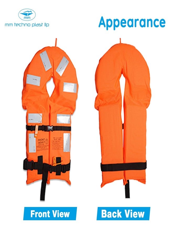 mm techno plast llp FISHER MEN Adult Life Jacket for Swimming, Boating, Rafting, Drifting, Safety Vest with Quick Lock Buckle, Adjustable Straps, Up to 140Kg Capacity, Durable Polyester Nylon Fabric, Safety Gear - Orange - Image 2