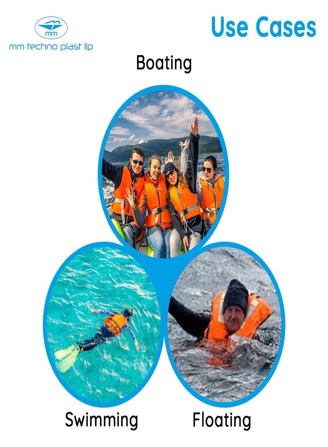 mm techno plast llp FISHER MEN Adult Life Jacket for Swimming, Boating, Rafting, Drifting, Safety Vest with Quick Lock Buckle, Adjustable Straps, Up to 140Kg Capacity, Durable Polyester Nylon Fabric, Safety Gear - Orange - Image 5