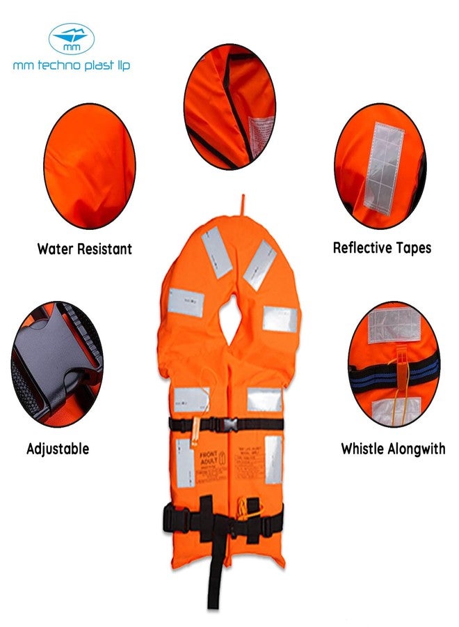 mm techno plast llp FISHER MEN Adult Life Jacket for Swimming, Boating, Rafting, Drifting, Safety Vest with Quick Lock Buckle, Adjustable Straps, Up to 140Kg Capacity, Durable Polyester Nylon Fabric, Safety Gear - Orange - Image 3