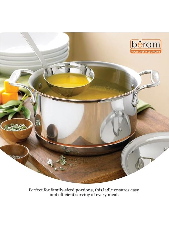 بيرام مغرفة حساء BERAM، ملعقة حساء من الفولاذ المقاوم للصدأ، أداة مطبخ، أدوات طهي بمقبض طويل، ملعقة تقديم، آمنة للطعام، غير قابلة للتشوه، مدمجة وخفيفة الوزن (7 سم) - Image 2