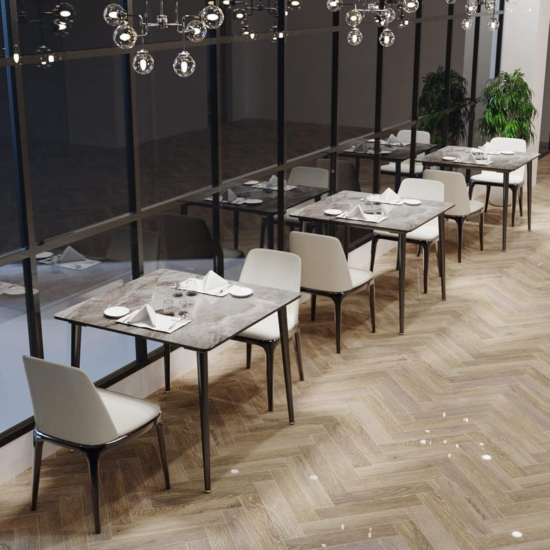 WISFOR Marble Dining Table Square: Kitchen Dining Table 80cm Modern Sintered Stone Effect Table Top with Tapered Metal Legs Breakfast Table for Dining Room Restaurant Living Room (Chair not Included) - Image 4